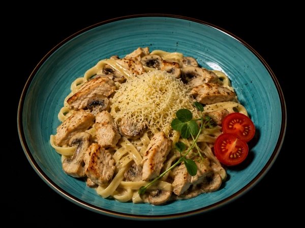 Паста с курицей и грибами