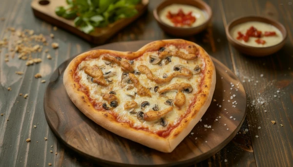 Пицца сердце курица грибы