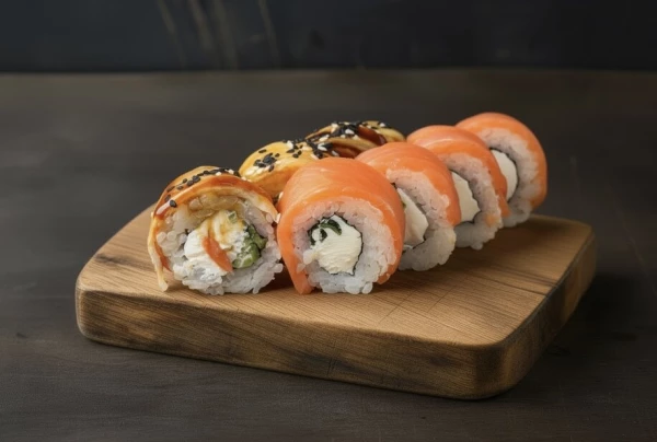 Филадельфия с копченым лососем и угрем