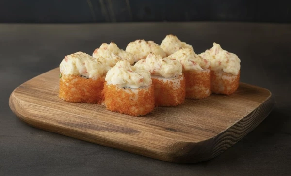 Запеченный ролл с крабом и моцареллой