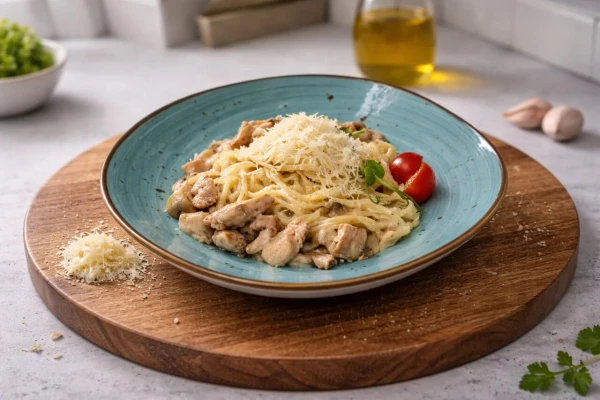 Паста с курицей и грибами