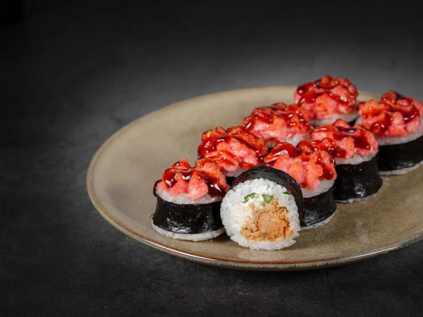 Запеченный с лососем терияки