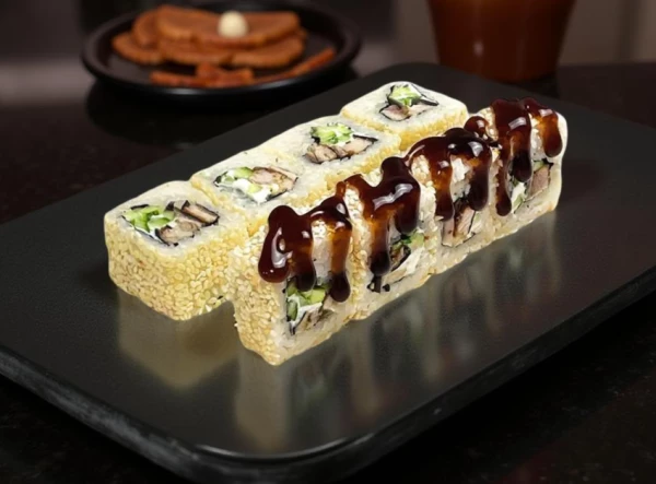 Ролл "Филадельфия с угрём в кунжуте"