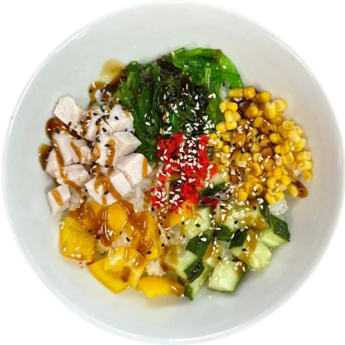 Поке с подкопченой курицей