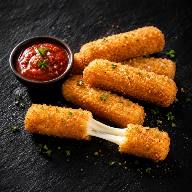 Сырные палочки с брусничным соусом