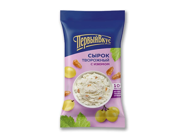 Сырок творожный с изюмом флоу-пак 8% 90г
