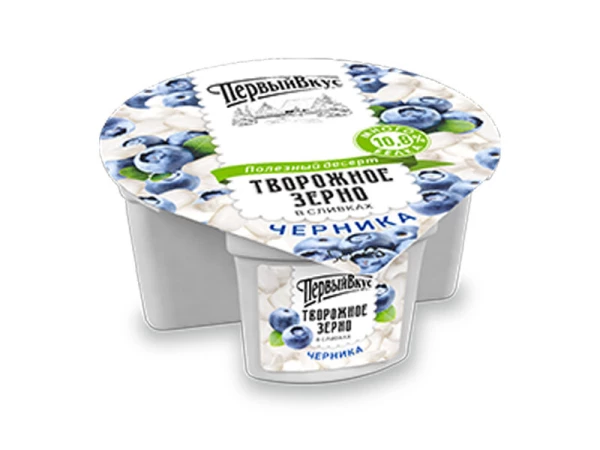 Творожное зерно в сливках с черникой 2-х секц. п/стакан 5% 105+25г