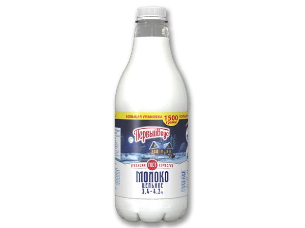 Молоко цельное ПЭТ 3,4-4,2% 1500г