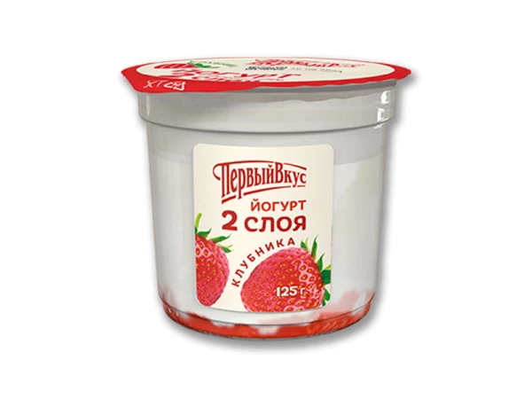 Йогурт двухслойный "Клубника" п/стакан 6,0% 125г