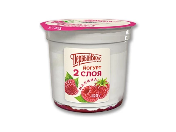 Йогурт двухслойный "Малина" п/стакан 6,0% 125г