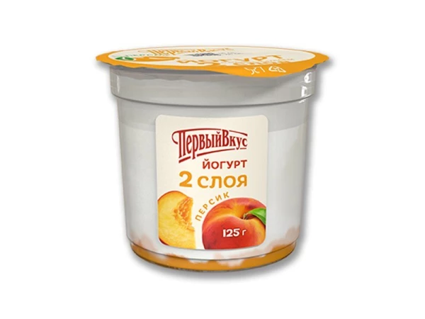 Йогурт двухслойный "Персик" п/стакан 6,0% 125г