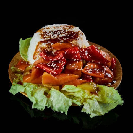 Лосось терияки с рисом