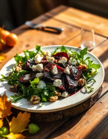 Салат с запеченной свеклой и творожным сыром