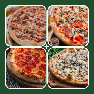 Обкрутись по полной 3+1 (Пепперони, Грибная, Три Сыра, ДвойнаяBBQ)