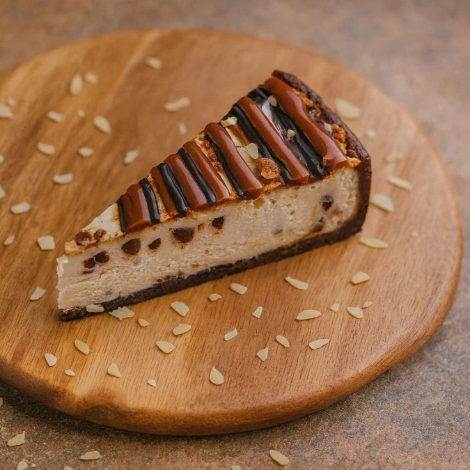 Чизкейк Нью-Йорк с шоколадом, карамелью и орехами 