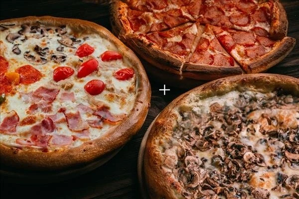 Трио (пиццы Жульен, 4 сезона, Пепперони) .