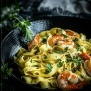 Фетучини с креветками