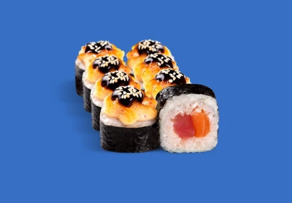 Запеченный ролл Вулкан с тунцом и лососем