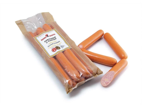 Сосиски "Рубленые с сыром" "Фабрика качества" в искусственной оболочке 