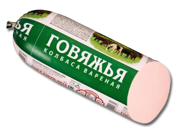 Докторская говяжья колбаса "Сибай" в искусственной оболочке 