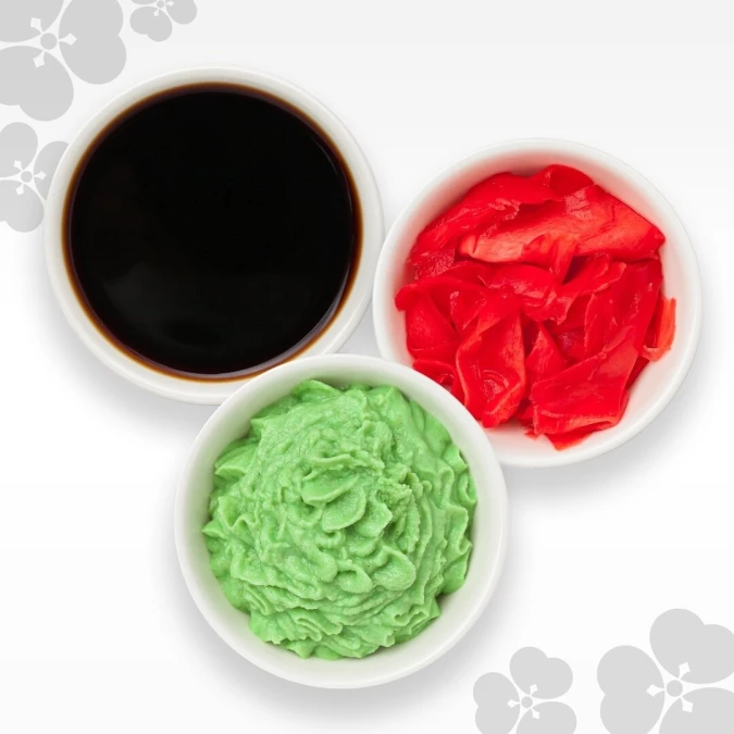 - Набор (васаби, соевый соус, имбирь)