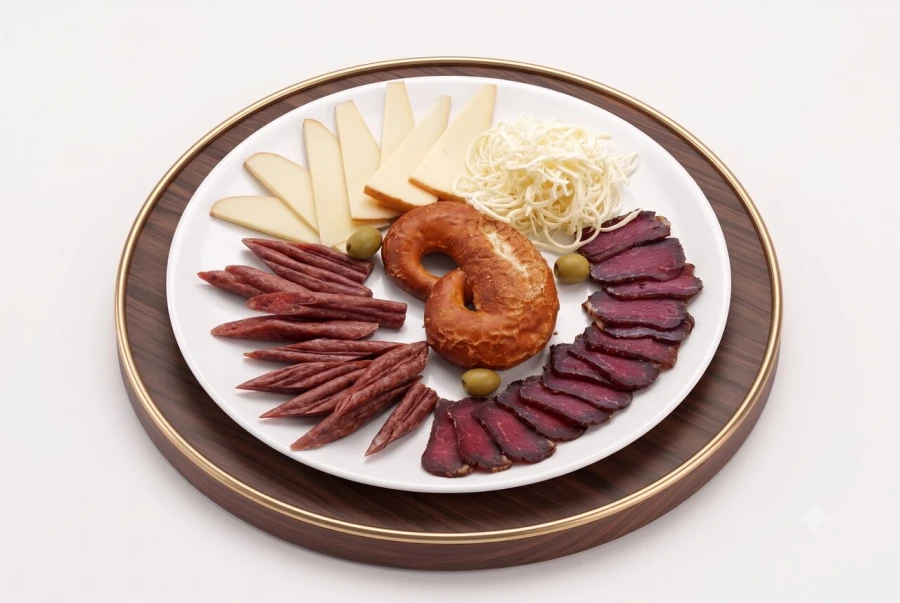 Ассорти «Мясо и Сыр» с баварским брецелем
