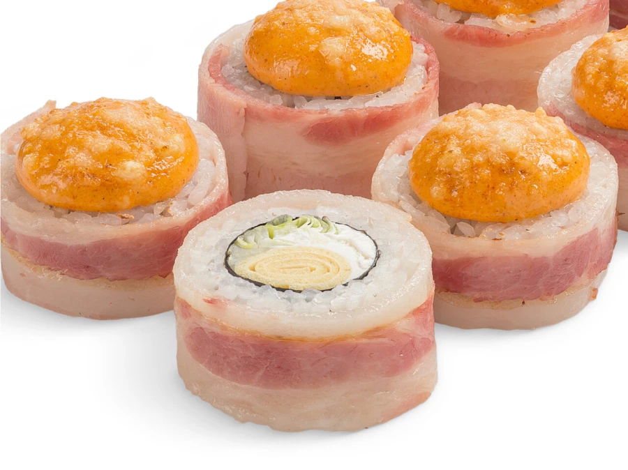 Ролл Сытый самурай с белым соусом