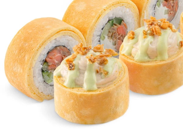 Ролл с лососем в сладком васаби