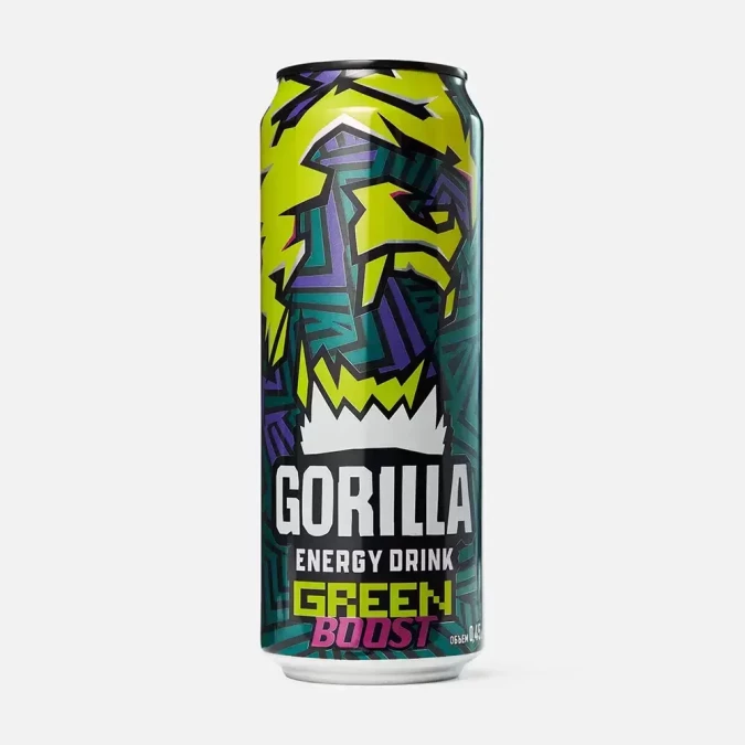 Горилла Энергетик Green Boost 450мл Вкус Зеленых Фруктов ж/б