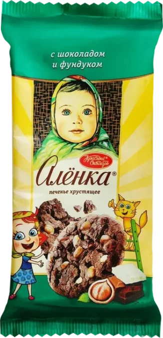 Печенье хрустящее "Аленка" с фундуком и шоколадом, 170г