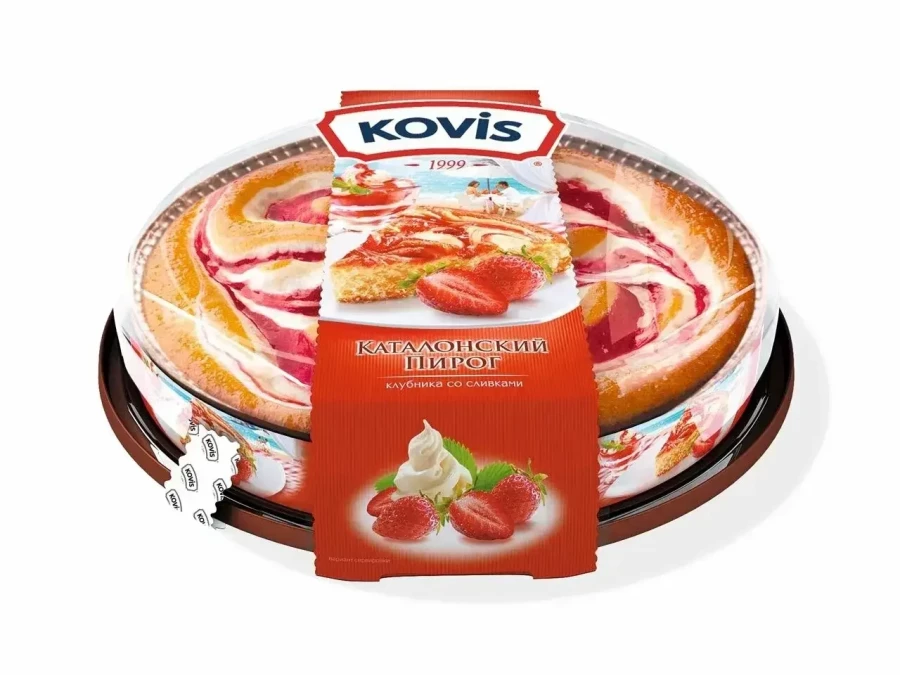 Пирог бисквитный Ковис Клубника со сливками 400гр*6