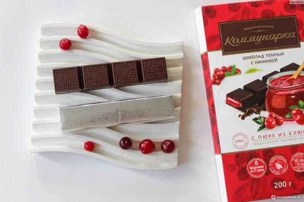 Шоколад Коммунарка темный с нач с пюре из клюквы 180гр