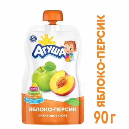 Агуша Детское Пюре 90г Яблоко Персик м/у