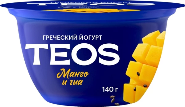 Йогурт Савушкин Греческий Teos манго чиа 2%, 140г