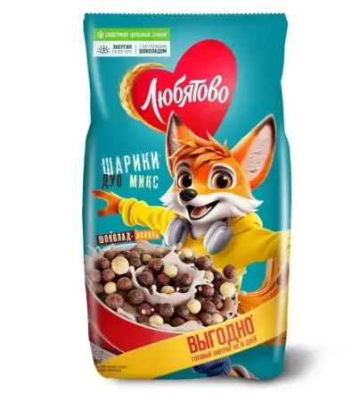 Готовый завтрак "Любятово" ДУО Микс шоколадные, 500г