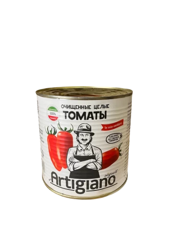Томаты очищенные целые в томатном соке Artigiano 2,5кг ж/б (6шт/упак)