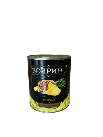 1Ананасы 3100 мл кусочки в легком сиропе ж/б Боярин (6шт/уп)