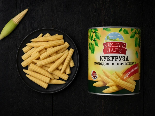 Кукуруза початки молодые 3100мл Южные дали (1,550кг) (6шт/упак)
