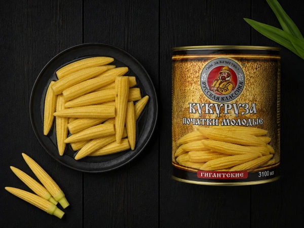 Кукуруза початки молодые 3100мл Русская Классика (6шт/упак)