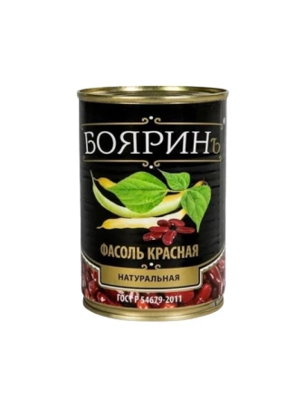 Фасоль 425мл Бояринъ красная натуральная масса 220гр(12шт/уп)