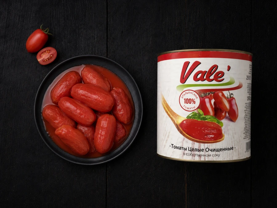 Томаты целые очищенные Pelati в с/с, ж/б, 2,5 кг,(1,5кг вес) Vale, Novi, Италия (6шт/упак)