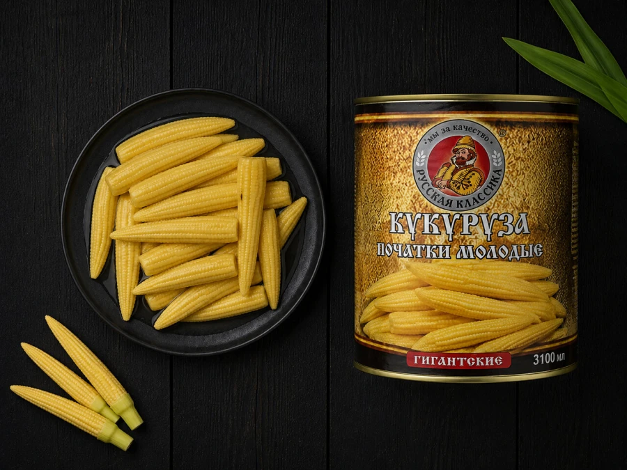 Кукуруза початки молодые 3100мл Русская Классика (6шт/упак)