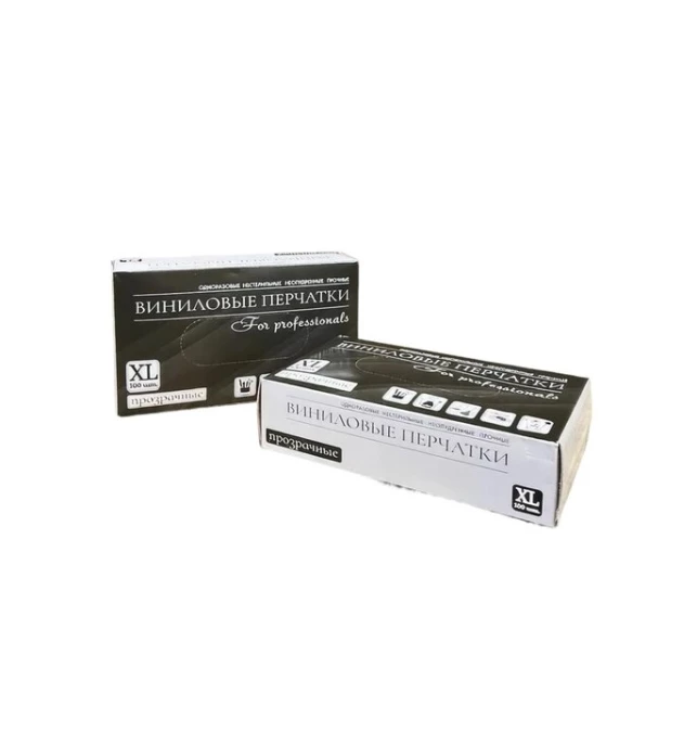 Перчатки виниловые неопудренные ХL (100 шт/пач)(10шт/упак)