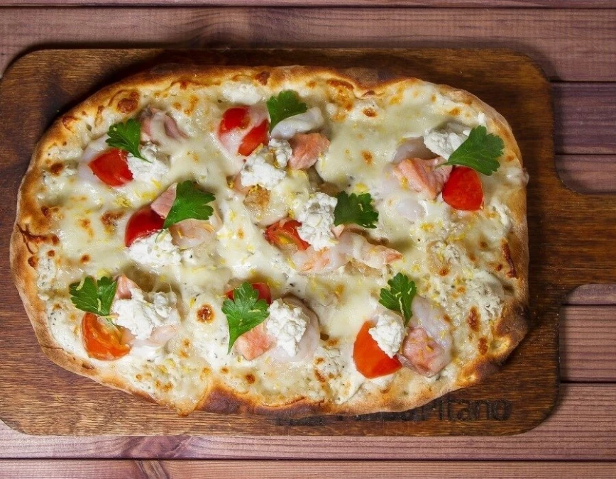 Пицца Семга с креветками