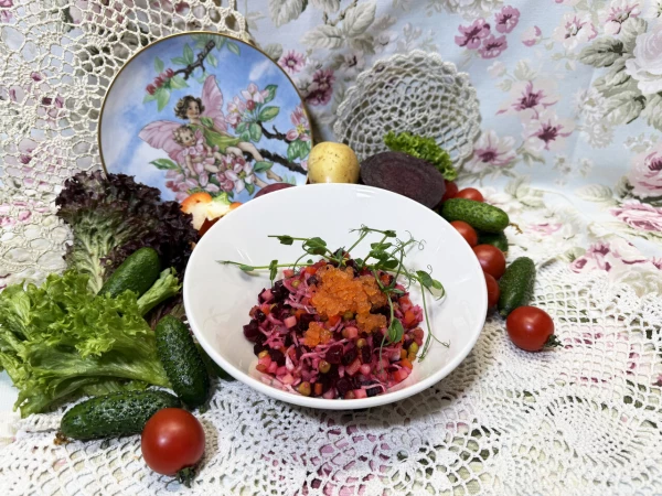 Винегрет с апельсиновой икрой