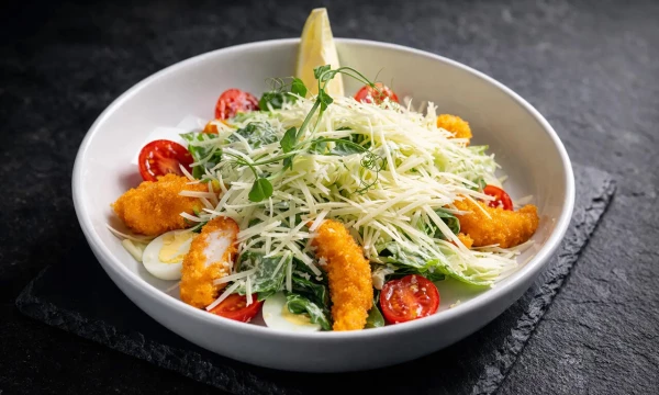 Салат "Цезарь с темпурной креветкой"