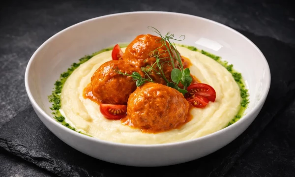 Митболы из свинины с картофельным пюре