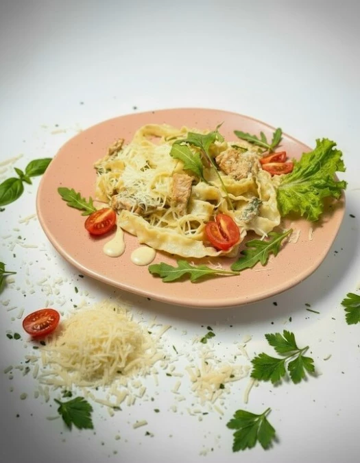 Фетучини с лососем