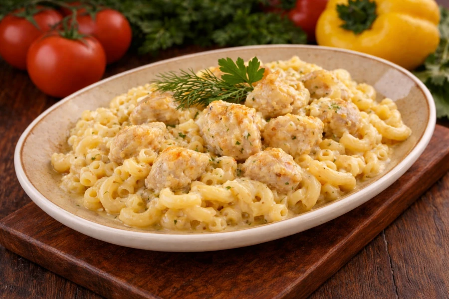 Куриное мясо с макаронами