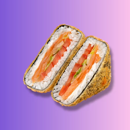 Онигири с лососем темпура